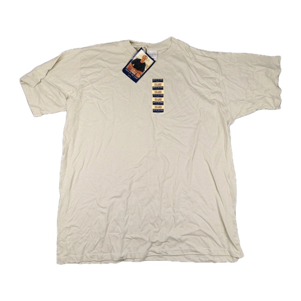 VTG 90s Fruit of the Loom Deadstock Blank T-shirt Size 3XL Beige Tan Vintage NWT